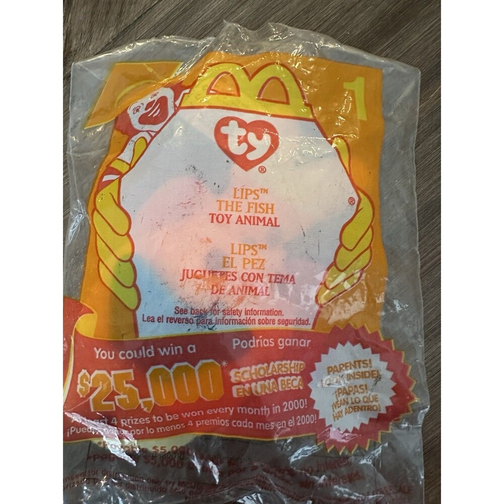 McDonald’s Beanie Baby Lips 1999 Happy Meal Toy New In Package Rare Retired #1